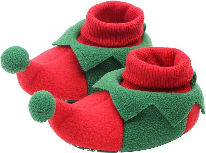 DSORVICD Newborn Baby Christmas Shoes Santa Slippers Booties Elf Fleece Shoes Winter Warm First Walking Shoes - Image 1